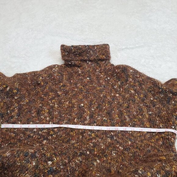 VTG Express Y2K Knit Brown Gold Metallic Chunky Mohair Turtleneck Long Sweater M - Picture 7 of 7